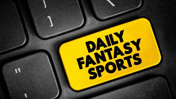 Daily Fantasy Sports text button on keyboard, concept background