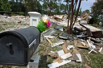 Syndication: The Tennessean Flowers placed at the mailbox of Tennessee Titans Caleb Farley s home on Barber Loop in Mooresville, N.C. Tuesday afternoon after the home was leveled in an early morning explosion. , EDITORIAL USE ONLY PUBLICATIONxINxGERxSUIxAUTxONLY Copyright: xMikexHensdillx/xThexGastonxGazettex 21250506