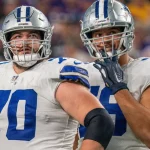 NFL, American Football Herren, USA Dallas Cowboys at Minnesota Vikings, Oct 31, 2021 Minneapolis, Minnesota, USA Dallas Cowboys guard Zack Martin 70 and Dallas Cowboys offensive tackle Terence Steele 78 look at a replay late in the game against the Minnesota Vikings at U.S. Bank Stadium. Mandatory Credit: Matt Blewett-USA TODAY Sports, 31.10.2021 21:11:48, 17089960, Terence Steele, NFL, U.S. Bank Stadium, Minnesota Vikings, Zack Martin, Dallas Cowboys PUBLICATIONxINxGERxSUIxAUTxONLY Copyright: xMattxBlewettx 17089960