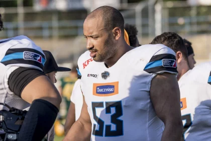 European League of Football: Leipzig Kings - Wroclaw Panthers, Leipzig, 11.06.2023 Leo Krafft Wroclaw Panthers 53, Leipzig Kings - Wroclaw Panthers, Leipzig, Bruno-Plache-Stadion, 11.6.2023 *** European League of Football Leipzig Kings Wroclaw Panthers, Leipzig, 11 06 2023 Leo Krafft Wroclaw Panthers 53 , Leipzig Kings Wroclaw Panthers, Leipzig, Bruno Plache Stadium, 11 6 2023 Copyright: xBEAUTIFULxSPORTS/Gawlikx