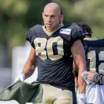 NFL, American Football Herren, USA New Orleans Saints Training Camp Jul 31, 2023 Metairie, LA, USA New Orleans Saints tight end Jimmy Graham 80 during training camp at the Ochsner Sports Performance Center. Metairie Ochsner Sports Performance Center LA USA, EDITORIAL USE ONLY PUBLICATIONxINxGERxSUIxAUTxONLY Copyright: xStephenxLewx 20230731_jla_la1_096
