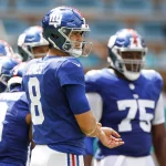 Daniel Jones bei seinem letzten Einsatz für die New York Giants gegen die Miami Dolphins. Wann kann er von seiner Nackenverletzung zurückkehren?