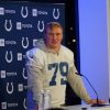 FootballR - NFL - Ein Spieler der Indianapolis Colts, Bernhard Raimann, hält eine Pressekonferenz zum NFL-Deutschlandspiel.