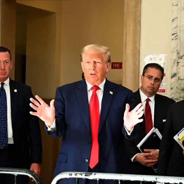 The fraud trial of Donald Trump at 60 Center Street, New York City, New York, U S, October 3, 2023. It consists of Attorney General Letitia James briging a $250 million dollar civil law suit against Trump for committing repeated fraud by inflating his assets to get better loans and insurance policies. Donald Trump outside court room.