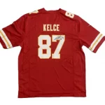 FootballR - NFL - Ein rotes NFL-Trikot mit der Nummer 87 darauf, das für einen guten Zweck ersteigert werden kann.