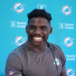 NFL, American Football Herren, USA Frankfurt Games-Miami Dolphins Practice Nov 2, 2023 Frankfurt, Germany Miami Dolphins wide receiver Tyreek Hill at press conference, PK, Pressekonferenz at the PSD Bank Arena. Frankfurt PSD Bank Arena ENTER STATE Germany, EDITORIAL USE ONLY PUBLICATIONxINxGERxSUIxAUTxONLY Copyright: xKirbyxLeex 20231102_jla_al2_082