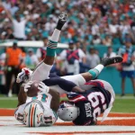Patriots Cornerback J.C. Jackson im Spiel gegen die Miami Dolphins. Er darf wohl nicht mit nach Deutschland