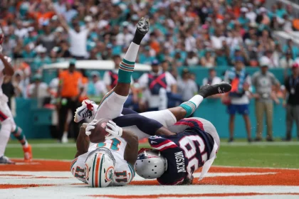 Patriots Cornerback J.C. Jackson im Spiel gegen die Miami Dolphins. Er darf wohl nicht mit nach Deutschland