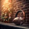 FootballR - NFL - Ein fußballförmiger Kopfhörer, der im Rahmen der Hangover Week #16-Feier des Bromance Podcasts auf einem Tisch neben einem Weihnachtsbaum steht.