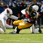 FootballR - NFL - Die Pittsburgh Steelers treten in einem intensiven Footballspiel gegen die Arizona Cardinals an. Steelers QB Kenny Pickett führt das Team an, aber er muss möglicherweise operiert werden und könnte es auch sein