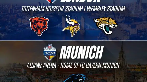 FootballR - NFL - Eine Gruppe von Logos auf blauem Hintergrund.