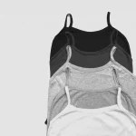 FootballR - NFL - Vier Damen-Tanktops in Schwarz, Grau und Weiß.