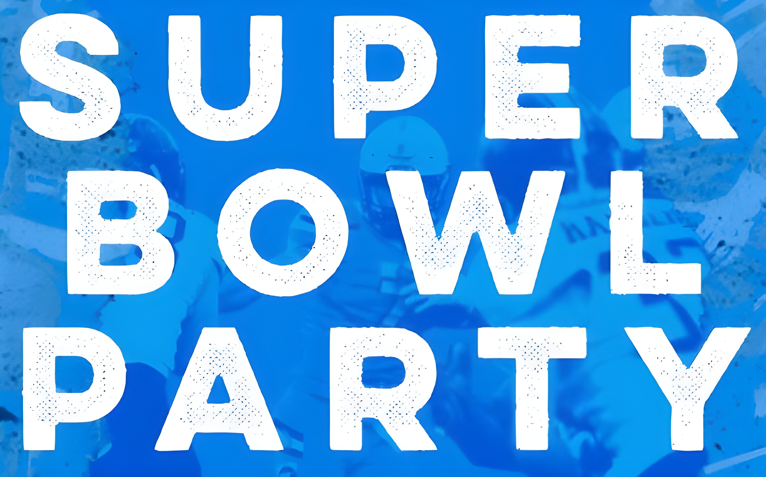 FootballR - NFL - Eine Super Bowl Party mit blauem Hintergrund.