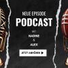 FootballR - NFL - Super Bowl und Las Vegas -Diese Beschreibung wurde automatisch generiert. Ein Football mit der Aufschrift „neue Episode Podcast“ aus Las Vegas.