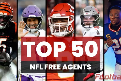 FootballR - NFL - Diese Beschreibung wurde automatisch generiert. Die 50 besten Free Agents der NFL. Top 50 Free Agents
