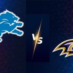 Das Bild zeigt das Logo der Detroit Lions und das Logo der Baltimore Ravens, die sich in einem spannenden Match 2025 gegenüberstehen. Das "vs"-Symbol ist zentriert und steht vor einem kräftigen blauen und roten geometrischen Hintergrund. Diese Beschreibung wurde mit der FootballR KI automatisch generiert.