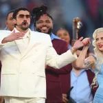 NFL, American Football Herren, USA Super Bowl LX-Seattle Seahawks at New England Patriots Feb 8, 2026 Santa Clara, CA, USA Bad Bunny and Lady Gaga perform the halftime show in Super Bowl LX between the Seattle Seahawks and the New England Patriots at Levi s Stadium. Santa Clara Levi s Stadium CA USA, EDITORIAL USE ONLY PUBLICATIONxINxGERxSUIxAUTxONLY Copyright: xMarkxJ.xRebilasx 20260208_lbm_su5_171