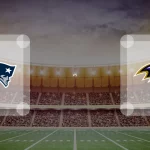 Ein Football-Stadion-Hintergrund mit dem Logo der New England Patriots auf der linken Seite und dem Logo der Baltimore Ravens auf der rechten Seite, getrennt durch "vs" in der Mitte, hebt das erwartete Spiel am 22.12.2025 hervor. Alt-Text wurde KI-generiert.