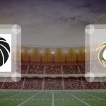 Eine Gamecard Grafik fuer das Spiel zwischen den Braunschweig Lions und Kiel Baltic Hurricanes am 16.05.26. die zwei Teamlogos stehen sich in einem Stadion mit vielen Zuschauern gegenueber.