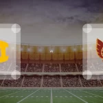 Eine Gamecard Grafik fuer das Spiel zwischen den Munich Cowboys und Regensburg Phoenix am 23.05.26. die zwei Teamlogos stehen sich in einem Stadion mit vielen Zuschauern gegenueber.