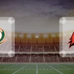 Eine Gamecard Grafik fuer das Spiel zwischen den Kiel Baltic Hurricanes und Potsdam Royals am 30.05.26. die zwei Teamlogos stehen sich in einem Stadion mit vielen Zuschauern gegenueber.