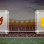 Eine Gamecard Grafik fuer das Spiel zwischen den Regensburg Phoenix und Munich Cowboys am 30.05.26. die zwei Teamlogos stehen sich in einem Stadion mit vielen Zuschauern gegenueber.