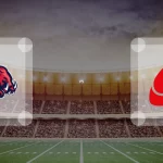 Eine Gamecard Grafik fuer das Spiel zwischen den ifm Razorbacks Ravensburg und Saarland Hurricanes am 21.06.26. die zwei Teamlogos stehen sich in einem Stadion mit vielen Zuschauern gegenueber.