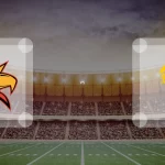 Eine Gamecard Grafik fuer das Spiel zwischen den Potsdam Royals und Hildesheim Invaders am 18.07.26. die zwei Teamlogos stehen sich in einem Stadion mit vielen Zuschauern gegenueber.