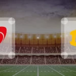 Eine Gamecard Grafik fuer das Spiel zwischen den Saarland Hurricanes und Munich Cowboys am 18.07.26. die zwei Teamlogos stehen sich in einem Stadion mit vielen Zuschauern gegenueber.