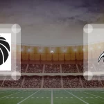 Eine Gamecard Grafik fuer das Spiel zwischen den Braunschweig Lions und Berlin Rebels am 25.07.26. die zwei Teamlogos stehen sich in einem Stadion mit vielen Zuschauern gegenueber.