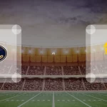 Eine Gamecard Grafik fuer das Spiel zwischen den Dresden Monarchs und Hildesheim Invaders am 16.08.26. die zwei Teamlogos stehen sich in einem Stadion mit vielen Zuschauern gegenueber.