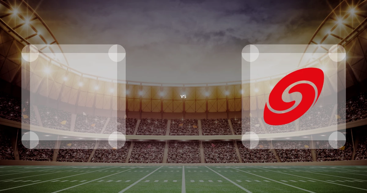 Eine Gamecard Grafik fuer das Spiel zwischen den Pforzheim Wilddogs und Saarland Hurricanes am 22.08.26. die zwei Teamlogos stehen sich in einem Stadion mit vielen Zuschauern gegenueber.