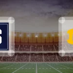 Eine Gamecard Grafik fuer das Spiel zwischen den Straubing Spiders und Munich Cowboys am 22.08.26. die zwei Teamlogos stehen sich in einem Stadion mit vielen Zuschauern gegenueber.