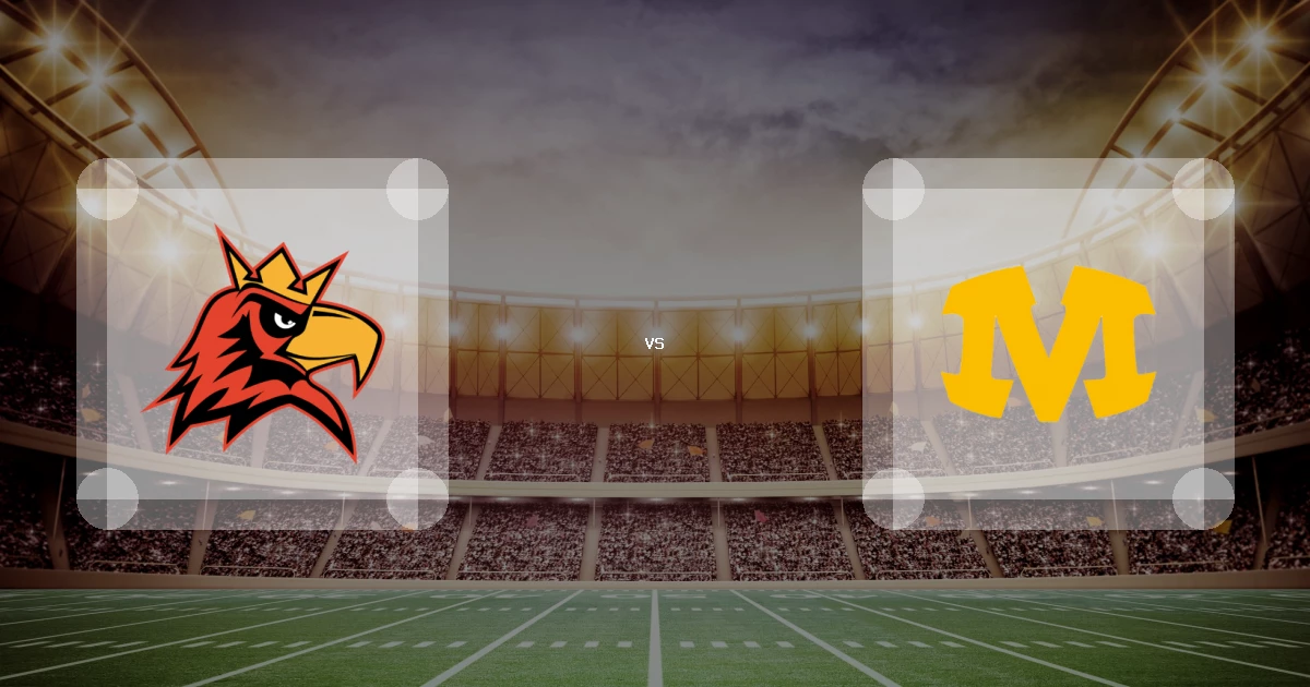 Eine Gamecard Grafik fuer das Spiel zwischen den Potsdam Royals und Munich Cowboys am 29.08.26. die zwei Teamlogos stehen sich in einem Stadion mit vielen Zuschauern gegenueber.