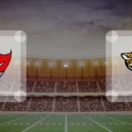 Eine Gamecard Grafik fuer das Spiel zwischen den Tampa Bay Buccaneers und Jacksonville Jaguars am 29.08.26. die zwei Teamlogos stehen sich in einem Stadion mit vielen Zuschauern gegenueber.