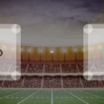 Eine Gamecard Grafik fuer das Spiel zwischen den New Orleans Saints und Detroit Lions am 13.09.26. die zwei Teamlogos stehen sich in einem Stadion mit vielen Zuschauern gegenueber.