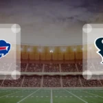 Eine Gamecard Grafik fuer das Spiel zwischen den Buffalo Bills und Houston Texans am 13.09.26. die zwei Teamlogos stehen sich in einem Stadion mit vielen Zuschauern gegenueber.