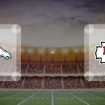 Eine Gamecard Grafik fuer das Spiel zwischen den Denver Broncos und Kansas City Chiefs am 15.09.26. die zwei Teamlogos stehen sich in einem Stadion mit vielen Zuschauern gegenueber.