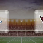Eine Gamecard Grafik fuer das Spiel zwischen den Seattle Seahawks und Arizona Cardinals am 21.09.26. die zwei Teamlogos stehen sich in einem Stadion mit vielen Zuschauern gegenueber.