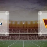 Eine Gamecard Grafik fuer das Spiel zwischen den Seattle Seahawks und Washington Commanders am 27.09.26. die zwei Teamlogos stehen sich in einem Stadion mit vielen Zuschauern gegenueber.