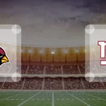 Eine Gamecard Grafik fuer das Spiel zwischen den Arizona Cardinals und New York Giants am 04.10.26. die zwei Teamlogos stehen sich in einem Stadion mit vielen Zuschauern gegenueber.