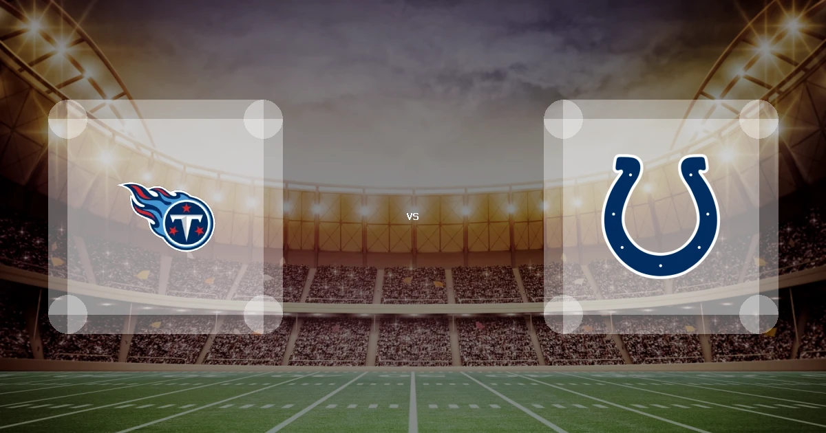 Eine Gamecard Grafik fuer das Spiel zwischen den Tennessee Titans und Indianapolis Colts am 18.10.26. die zwei Teamlogos stehen sich in einem Stadion mit vielen Zuschauern gegenueber.