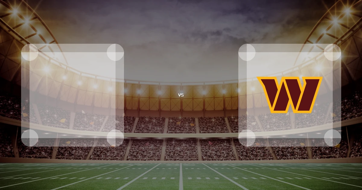 Eine Gamecard Grafik fuer das Spiel zwischen den Philadelphia Eagles und Washington Commanders am 02.11.26. die zwei Teamlogos stehen sich in einem Stadion mit vielen Zuschauern gegenueber.