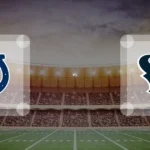 Eine Gamecard Grafik fuer das Spiel zwischen den Indianapolis Colts und Houston Texans am 20.11.26. die zwei Teamlogos stehen sich in einem Stadion mit vielen Zuschauern gegenueber.