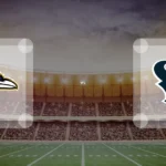 Eine Gamecard Grafik fuer das Spiel zwischen den Baltimore Ravens und Houston Texans am 29.11.26. die zwei Teamlogos stehen sich in einem Stadion mit vielen Zuschauern gegenueber.