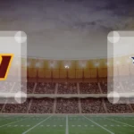Eine Gamecard Grafik fuer das Spiel zwischen den Washington Commanders und Tennessee Titans am 06.12.26. die zwei Teamlogos stehen sich in einem Stadion mit vielen Zuschauern gegenueber.