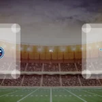 Eine Gamecard Grafik fuer das Spiel zwischen den Tennessee Titans und Detroit Lions am 13.12.26. die zwei Teamlogos stehen sich in einem Stadion mit vielen Zuschauern gegenueber.