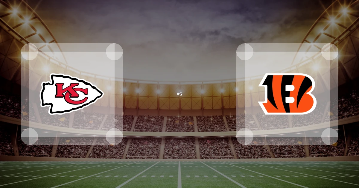Eine Gamecard Grafik fuer das Spiel zwischen den Kansas City Chiefs und Cincinnati Bengals am 13.12.26. die zwei Teamlogos stehen sich in einem Stadion mit vielen Zuschauern gegenueber.