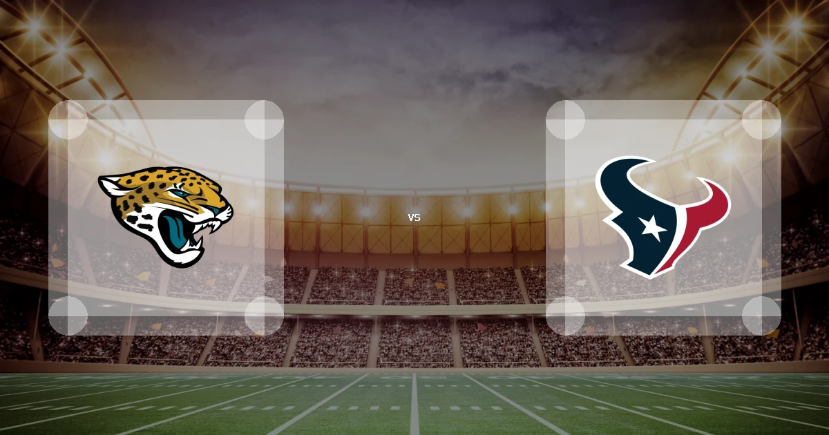 Eine Gamecard Grafik fuer das Spiel zwischen den Jacksonville Jaguars und Houston Texans am 20.12.26. die zwei Teamlogos stehen sich in einem Stadion mit vielen Zuschauern gegenueber.
