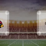 Eine Gamecard Grafik fuer das Spiel zwischen den Arizona Cardinals und New Orleans Saints am 27.12.26. die zwei Teamlogos stehen sich in einem Stadion mit vielen Zuschauern gegenueber.